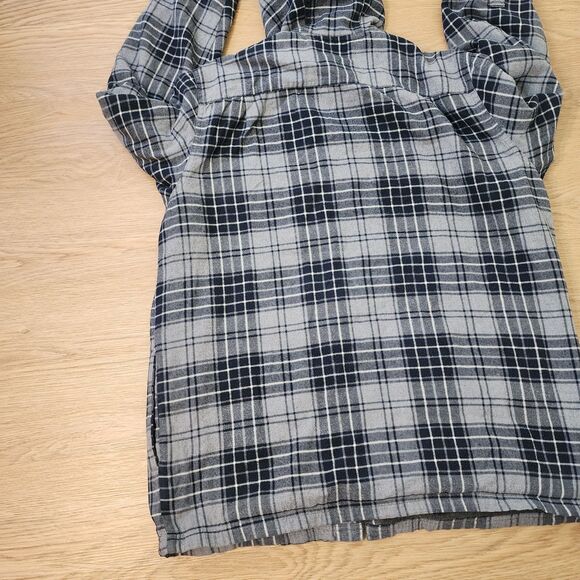 LL Bean Fleece Lined Flannel Shacket Mens L REG Traditional Fit Blue Plaid - Picture 11 of 14